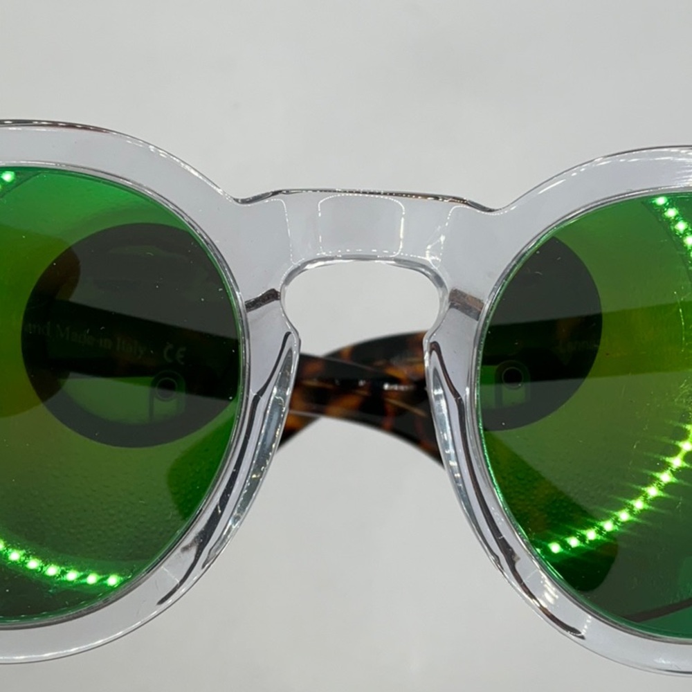 Illesteva Leonard 2- Clear/Havana w/Aqua Green Mirror - Picture 15 of 16